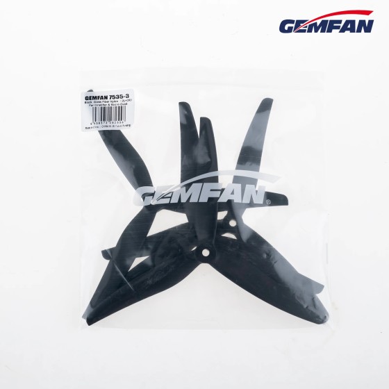 Wholesale Gemfan 7535-3 3-blades Propellers 7.5 Inch 2CW + 2CCW Glass Fiber Nylon and PC for RC Drone Cinelifter and Quad
